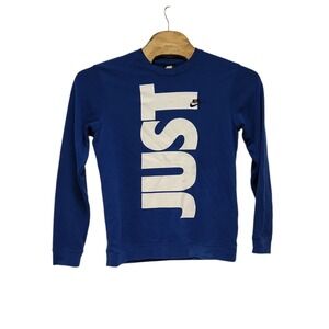Crewneck JUST DO IT Swoosh Sweatshirt Sz Medium Long Sleeve Royal Blue